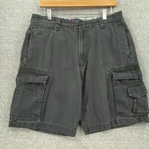 Chaps Shorts Mens 34 Black Cargo Pockets 9" Inseam Utility Cotton Workwear
